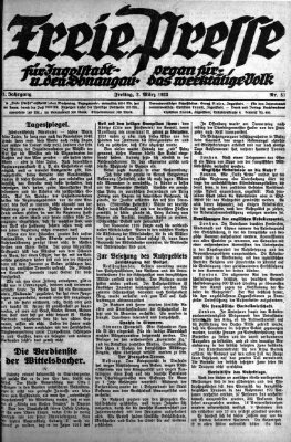 Freie Presse für Ingolstadt u. den Donaugau (Ingolstädter Anzeiger) Freitag 2. März 1923