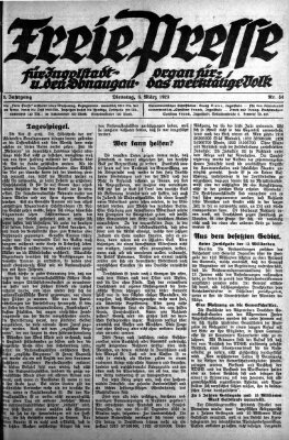 Freie Presse für Ingolstadt u. den Donaugau (Ingolstädter Anzeiger) Dienstag 6. März 1923