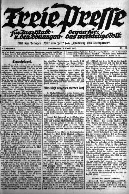 Freie Presse für Ingolstadt u. den Donaugau (Ingolstädter Anzeiger) Donnerstag 5. April 1923