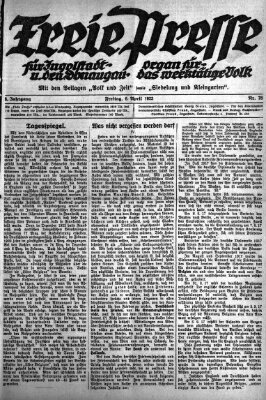 Freie Presse für Ingolstadt u. den Donaugau (Ingolstädter Anzeiger) Freitag 6. April 1923