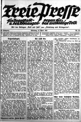 Freie Presse für Ingolstadt u. den Donaugau (Ingolstädter Anzeiger) Dienstag 10. April 1923