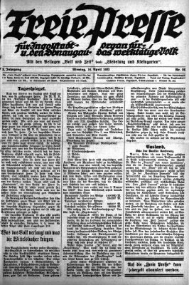 Freie Presse für Ingolstadt u. den Donaugau (Ingolstädter Anzeiger) Montag 16. April 1923