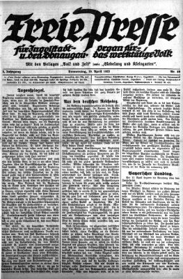 Freie Presse für Ingolstadt u. den Donaugau (Ingolstädter Anzeiger) Donnerstag 19. April 1923