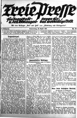 Freie Presse für Ingolstadt u. den Donaugau (Ingolstädter Anzeiger) Donnerstag 26. April 1923