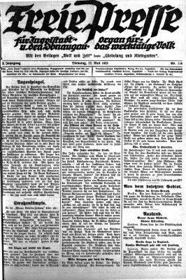 Freie Presse für Ingolstadt u. den Donaugau (Ingolstädter Anzeiger) Dienstag 22. Mai 1923