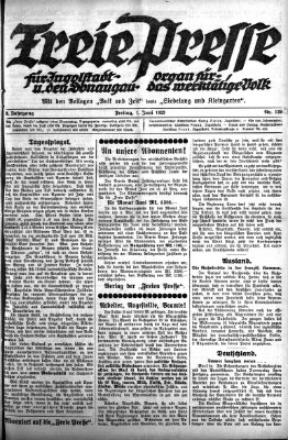 Freie Presse für Ingolstadt u. den Donaugau (Ingolstädter Anzeiger) Samstag 2. Juni 1923