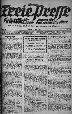 Freie Presse für Ingolstadt u. den Donaugau (Ingolstädter Anzeiger) Freitag 8. Juni 1923