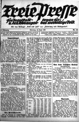 Freie Presse für Ingolstadt u. den Donaugau (Ingolstädter Anzeiger) Dienstag 12. Juni 1923