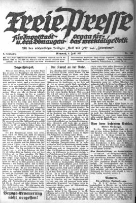 Freie Presse für Ingolstadt u. den Donaugau (Ingolstädter Anzeiger) Mittwoch 4. Juli 1923