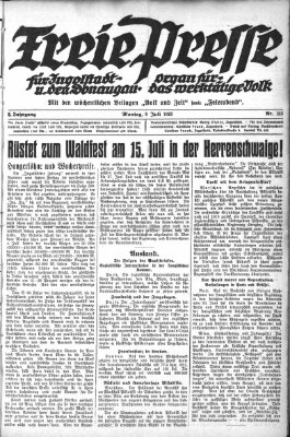 Freie Presse für Ingolstadt u. den Donaugau (Ingolstädter Anzeiger) Montag 9. Juli 1923