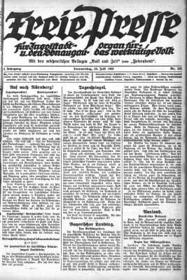 Freie Presse für Ingolstadt u. den Donaugau (Ingolstädter Anzeiger) Donnerstag 26. Juli 1923