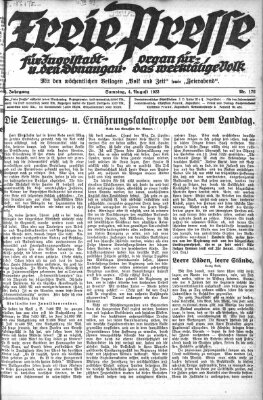 Freie Presse für Ingolstadt u. den Donaugau (Ingolstädter Anzeiger) Samstag 4. August 1923