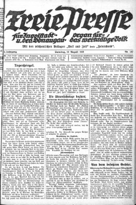 Freie Presse für Ingolstadt u. den Donaugau (Ingolstädter Anzeiger) Samstag 18. August 1923