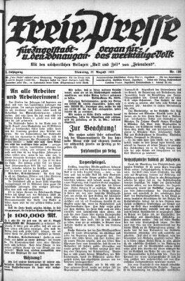 Freie Presse für Ingolstadt u. den Donaugau (Ingolstädter Anzeiger) Dienstag 21. August 1923