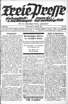 Freie Presse für Ingolstadt u. den Donaugau (Ingolstädter Anzeiger) Donnerstag 30. August 1923