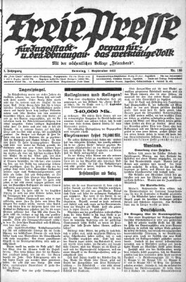 Freie Presse für Ingolstadt u. den Donaugau (Ingolstädter Anzeiger) Samstag 1. September 1923