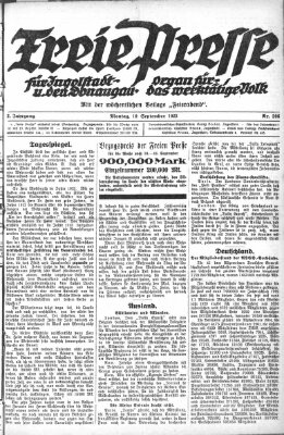 Freie Presse für Ingolstadt u. den Donaugau (Ingolstädter Anzeiger) Montag 10. September 1923