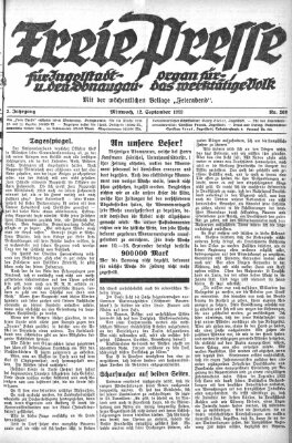 Freie Presse für Ingolstadt u. den Donaugau (Ingolstädter Anzeiger) Mittwoch 12. September 1923