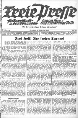 Freie Presse für Ingolstadt u. den Donaugau (Ingolstädter Anzeiger) Samstag 15. September 1923