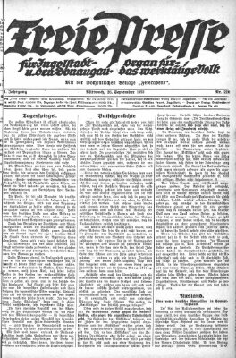 Freie Presse für Ingolstadt u. den Donaugau (Ingolstädter Anzeiger) Mittwoch 26. September 1923