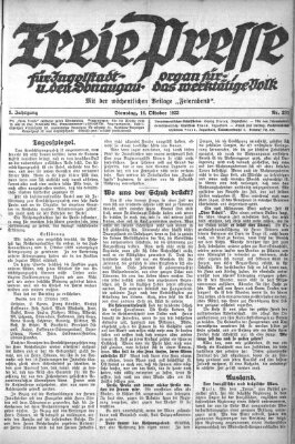 Freie Presse für Ingolstadt u. den Donaugau (Ingolstädter Anzeiger) Dienstag 16. Oktober 1923