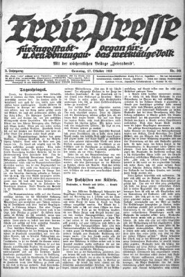 Freie Presse für Ingolstadt u. den Donaugau (Ingolstädter Anzeiger) Samstag 27. Oktober 1923