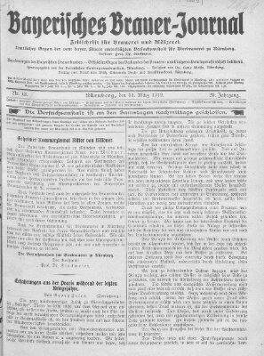 Bayerisches Brauer-Journal Montag 31. März 1919