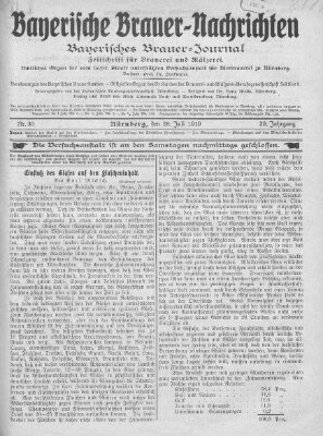 Bayerische Brauer-Nachrichten (Bayerisches Brauer-Journal) Montag 28. Juli 1919