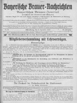 Bayerische Brauer-Nachrichten (Bayerisches Brauer-Journal) Montag 8. September 1919