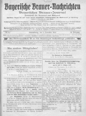 Bayerische Brauer-Nachrichten (Bayerisches Brauer-Journal) Montag 3. November 1919