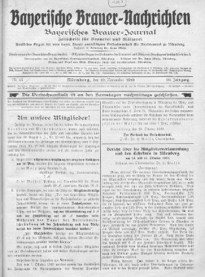 Bayerische Brauer-Nachrichten (Bayerisches Brauer-Journal) Montag 10. November 1919