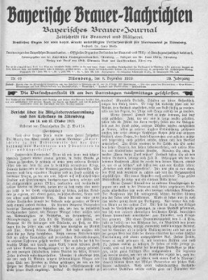 Bayerische Brauer-Nachrichten (Bayerisches Brauer-Journal) Montag 8. Dezember 1919