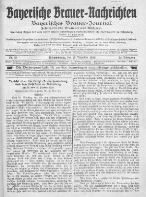 Bayerische Brauer-Nachrichten (Bayerisches Brauer-Journal) Montag 15. Dezember 1919