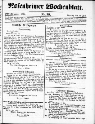 Rosenheimer Wochenblatt (Rosenheimer Anzeiger) Sonntag 15. Juli 1855