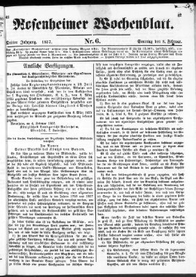 Rosenheimer Wochenblatt (Rosenheimer Anzeiger) Sonntag 8. Februar 1857