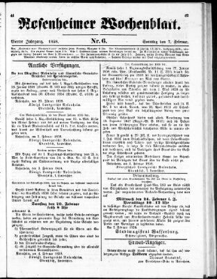 Rosenheimer Wochenblatt (Rosenheimer Anzeiger) Sonntag 7. Februar 1858