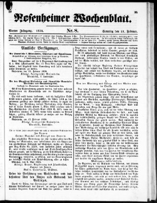 Rosenheimer Wochenblatt (Rosenheimer Anzeiger) Sonntag 21. Februar 1858