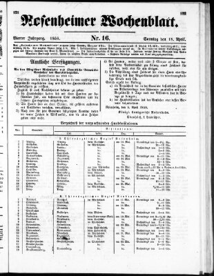 Rosenheimer Wochenblatt (Rosenheimer Anzeiger) Sonntag 18. April 1858