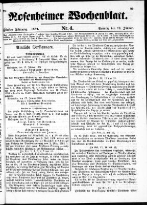 Rosenheimer Wochenblatt (Rosenheimer Anzeiger) Sonntag 23. Januar 1859