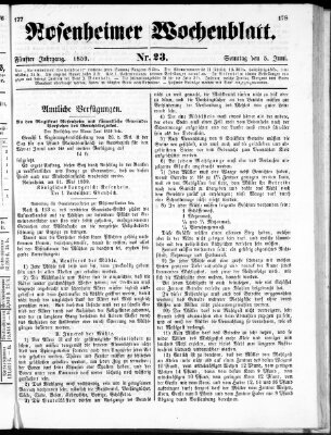 Rosenheimer Wochenblatt (Rosenheimer Anzeiger) Sonntag 5. Juni 1859