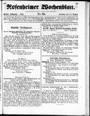 Rosenheimer Wochenblatt (Rosenheimer Anzeiger) Sonntag 28. August 1859