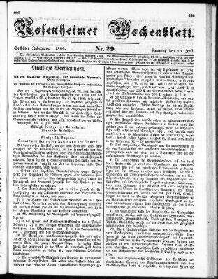 Rosenheimer Wochenblatt (Rosenheimer Anzeiger) Sonntag 15. Juli 1860