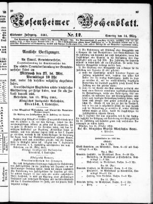 Rosenheimer Wochenblatt (Rosenheimer Anzeiger) Sonntag 24. März 1861