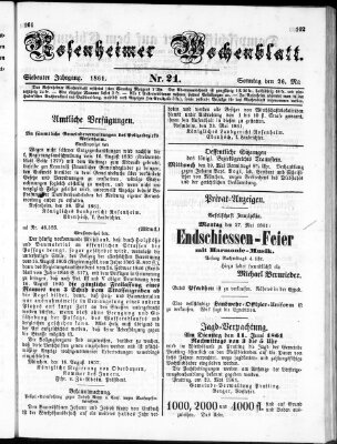 Rosenheimer Wochenblatt (Rosenheimer Anzeiger) Sonntag 26. Mai 1861