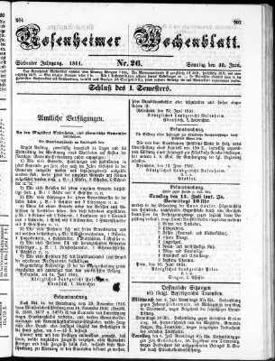 Rosenheimer Wochenblatt (Rosenheimer Anzeiger) Sonntag 30. Juni 1861