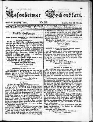 Rosenheimer Wochenblatt (Rosenheimer Anzeiger) Sonntag 18. August 1861