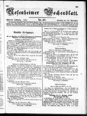 Rosenheimer Wochenblatt (Rosenheimer Anzeiger) Sonntag 24. November 1861