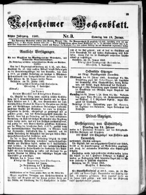 Rosenheimer Wochenblatt (Rosenheimer Anzeiger) Sonntag 19. Januar 1862