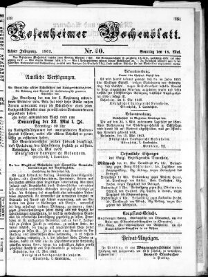 Rosenheimer Wochenblatt (Rosenheimer Anzeiger) Sonntag 18. Mai 1862