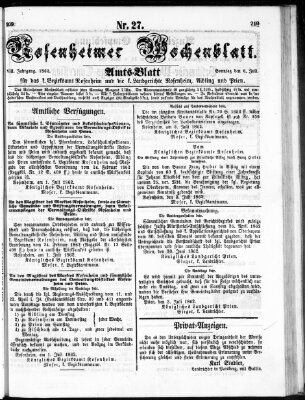 Rosenheimer Wochenblatt (Rosenheimer Anzeiger) Sonntag 6. Juli 1862